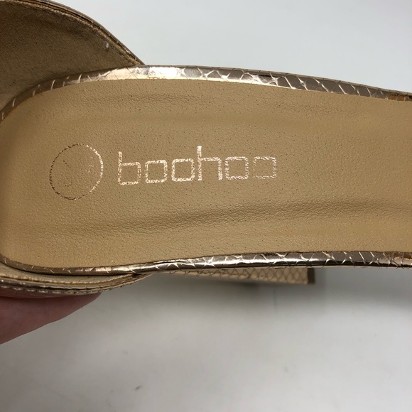 Boohoo Rose Gold Metallic Snake Platform Heels - Picture 8 of 11